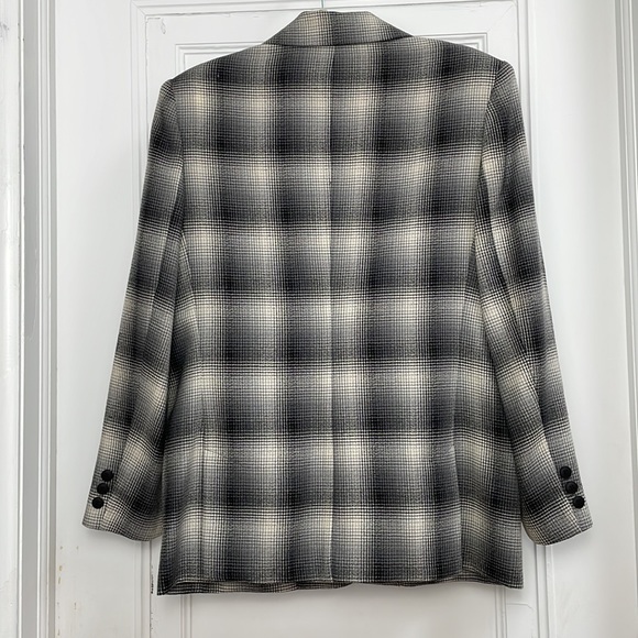 Vintage ALFRED SUNG Plaid Blazer Y2K late 90s wool greys - Picture 8 of 15